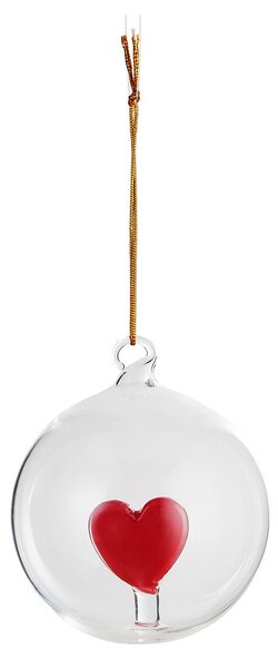 HANG ON Skleněná koule srdce 9 cm - čirá