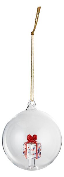 HANG ON Skleněná koule dárek 9 cm - čirá