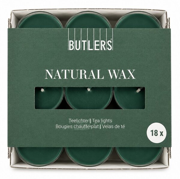 NATURAL WAX Čajové svíčky 18 ks - tm. zelená
