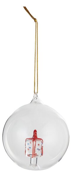 HANG ON Skleněná koule dárek 9 cm - čirá