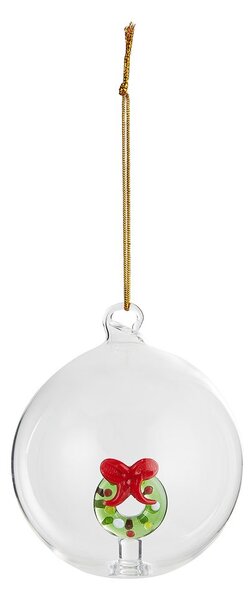 HANG ON Skleněná koule věnec 9 cm - čirá