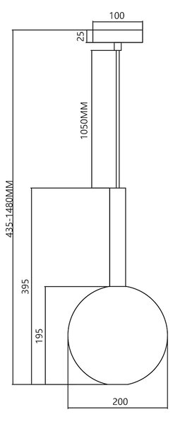Závěsné svítidlo Niko, 1x transparentní skleněné stínítko, (fi 20cm), b