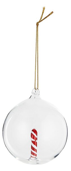 HANG ON Skleněná koule "Candy Cane" 9 cm - čirá