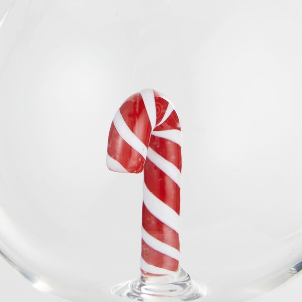 HANG ON Skleněná koule "Candy Cane" 9 cm - čirá