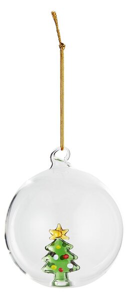 HANG ON Skleněná koule stromeček 9 cm - čirá