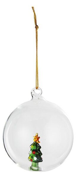 HANG ON Skleněná koule stromeček 9 cm - čirá