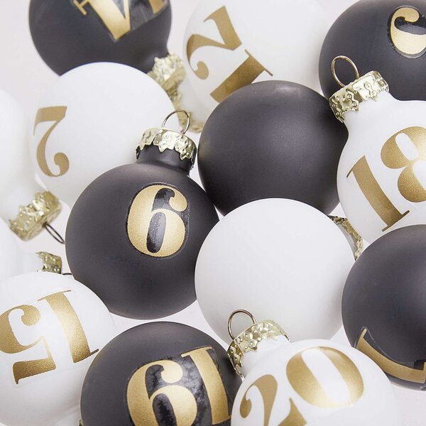 ADVENT Sada mini ozdob 24 ks 3 cm - bílá/černá