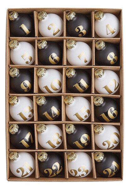 ADVENT Sada mini ozdob 24 ks 3 cm - bílá/černá