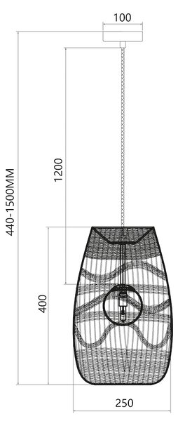 Závěsné svítidlo Arona, 1x ratanové stínítko, (fi 25cm), w