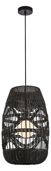 Závěsné svítidlo Arona, 1x černé ratanové stínítko, (fi 25cm), b