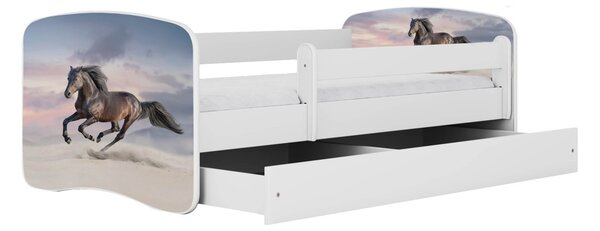 Kocot kids Dětská postel Babydreams běžící kůň bílá, varianta 70x140, bez šuplíků, bez matrace