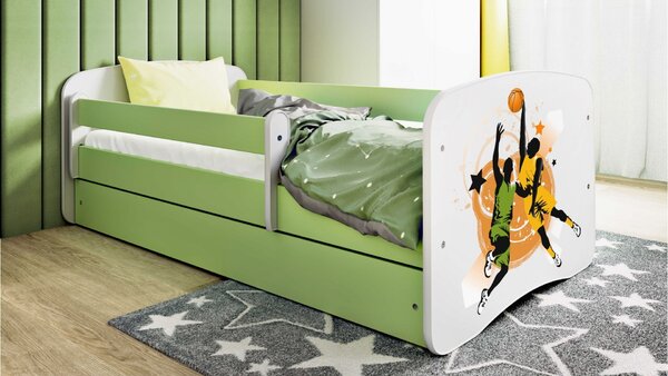 Kocot kids Dětská postel Babydreams basketball zelená, varianta 70x140, bez šuplíků, bez matrace