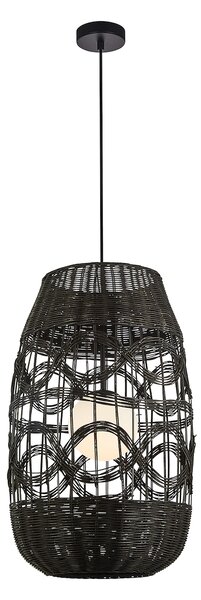 Závěsné svítidlo Arona, 1x černé ratanové stínítko, (fi 40cm), b