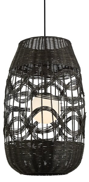 Závěsné svítidlo Arona, 1x černé ratanové stínítko, (fi 40cm), b