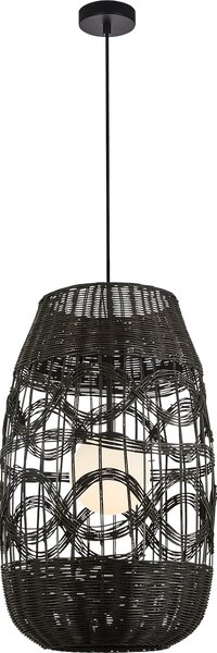 Závěsné svítidlo Arona, 1x černé ratanové stínítko, (fi 40cm), b
