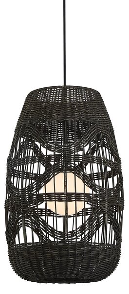 Závěsné svítidlo Arona, 1x černé ratanové stínítko, (fi 25cm), b