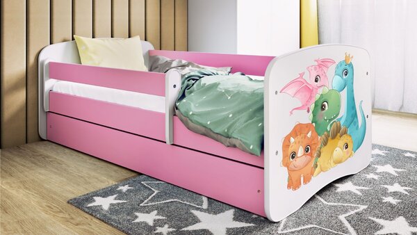 Kocot kids Dětská postel Babydreams dinosauři růžová, varianta 70x140, bez šuplíků, bez matrace