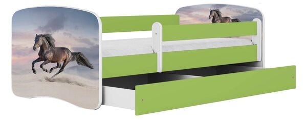 Kocot kids Dětská postel Babydreams běžící kůň zelená, varianta 70x140, bez šuplíků, bez matrace
