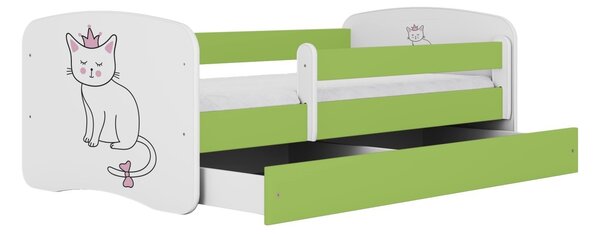 Kocot kids Dětská postel Babydreams kočka zelená, varianta 70x140, bez šuplíků, bez matrace