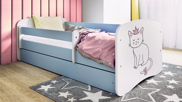Kocot kids Dětská postel Babydreams kočka modrá, varianta 70x140, bez šuplíků, bez matrace