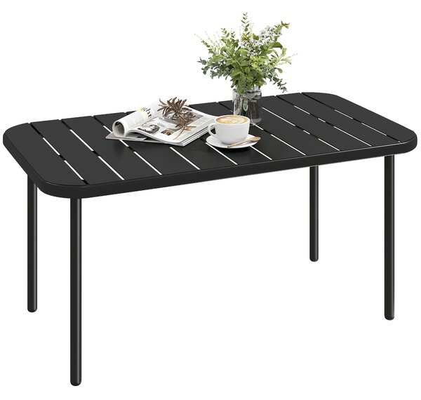 Outsunny obdélný ocelový odkládací stolek — odolný venkovní konferenční/boční stolek na balkon, zahradu, terasu a do obývacího pokoje, 90 × 50 × 43 cm