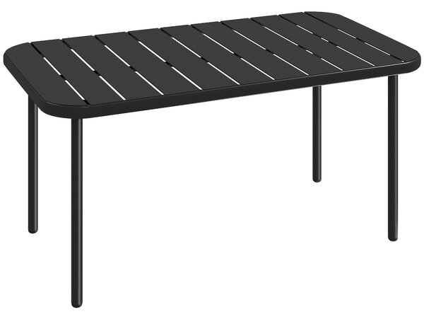 Outsunny obdélný ocelový odkládací stolek — odolný venkovní konferenční/boční stolek na balkon, zahradu, terasu a do obývacího pokoje, 90 × 50 × 43 cm