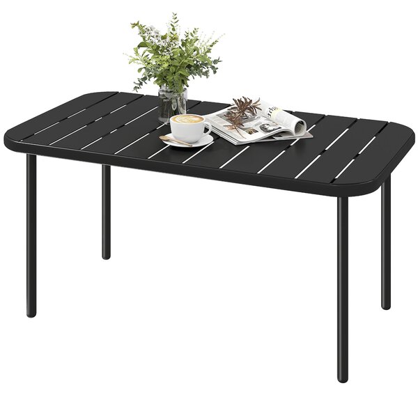 Outsunny obdélný ocelový odkládací stolek — odolný venkovní konferenční/boční stolek na balkon, zahradu, terasu a do obývacího pokoje, 90 × 50 × 43 cm