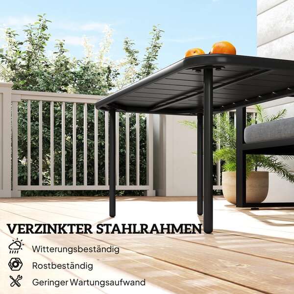 Outsunny obdélný ocelový odkládací stolek — odolný venkovní konferenční/boční stolek na balkon, zahradu, terasu a do obývacího pokoje, 90 × 50 × 43 cm
