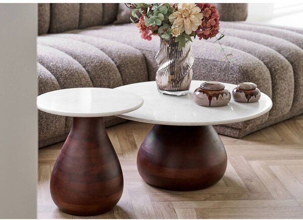 Kulatý odkládací stolek s mramorovou deskou ø 40 cm Heide – House Nordic