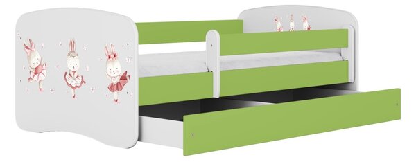 Kocot kids Dětská postel Babydreams králíčci zelená, varianta 70x140, bez šuplíků, bez matrace
