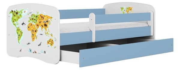 Kocot kids Dětská postel Babydreams mapa světa modrá, varianta 70x140, bez šuplíků, bez matrace