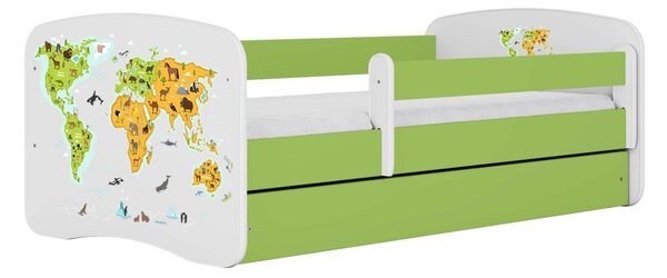 Kocot kids Dětská postel Babydreams mapa světa zelená, varianta 70x140, bez šuplíků, bez matrace