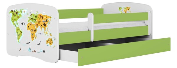 Kocot kids Dětská postel Babydreams mapa světa zelená, varianta 70x140, bez šuplíků, bez matrace