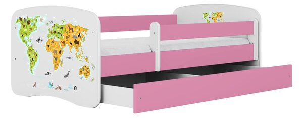 Kocot kids Dětská postel Babydreams mapa světa růžová, varianta 70x140, bez šuplíků, bez matrace