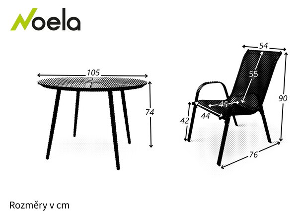 Noela Zahradní jídelní set Wilder + 4x kovová židle Ramada
