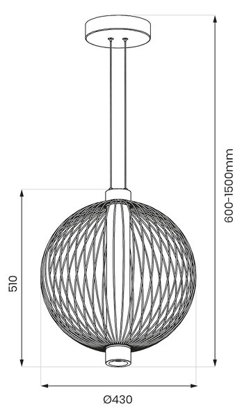 Závěsné svítidlo Kyoto, 1x černé drátěné stínítko, (fi 43cm), b