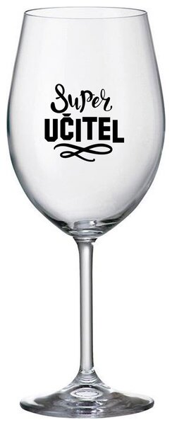 SUPER UČITEL - čirá sklenička na víno 350 ml