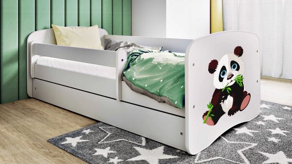 Kocot kids Dětská postel Babydreams panda bílá II, varianta 70x140, bez šuplíků, bez matrace