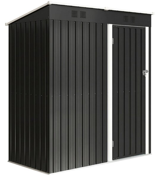 Outsunny venkovní pozinkovaný zahradní domek 1,37 m², 163 x 90 x 179 cm – uzamykatelné dveře, větrací otvory, úložný prostor, tmavě šedý | Aosom