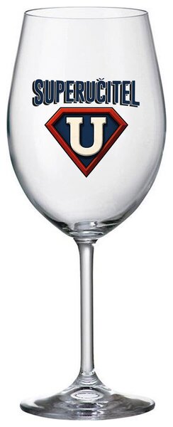 SUPERUČITEL (ZNAK) - čirá sklenička na víno 350 ml