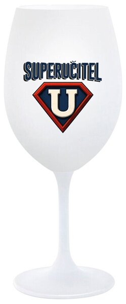 SUPERUČITEL (ZNAK) - bílá sklenička na víno 350 ml