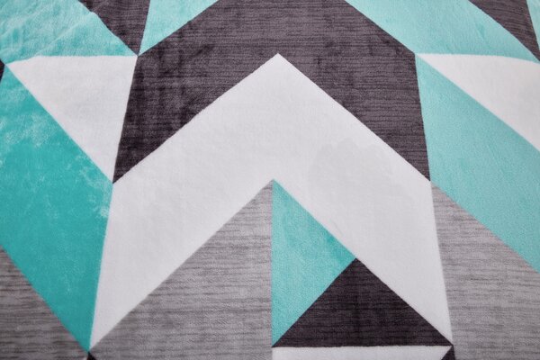 Mikroplyšové povlečení Triangulo tyrkys 200x140cm+90x70cm TiaHome