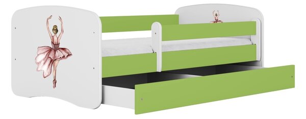 Kocot kids Dětská postel Babydreams tanečnice zelená, varianta 70x140, bez šuplíků, bez matrace