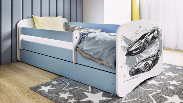 Kocot kids Dětská postel Babydreams závodní auto modrá, varianta 70x140, bez šuplíků, bez matrace