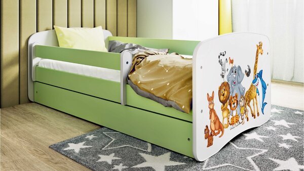 Kocot kids Dětská postel Babydreams zvířátka zelená, varianta 70x140, bez šuplíků, bez matrace