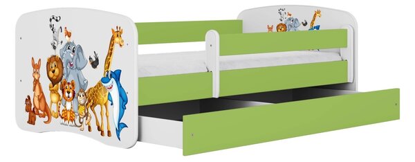 Kocot kids Dětská postel Babydreams zvířátka zelená, varianta 70x140, bez šuplíků, bez matrace