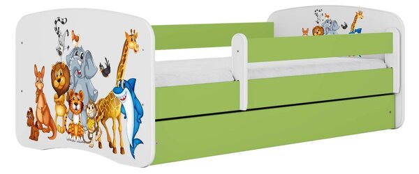 Kocot kids Dětská postel Babydreams zvířátka zelená, varianta 70x140, bez šuplíků, bez matrace