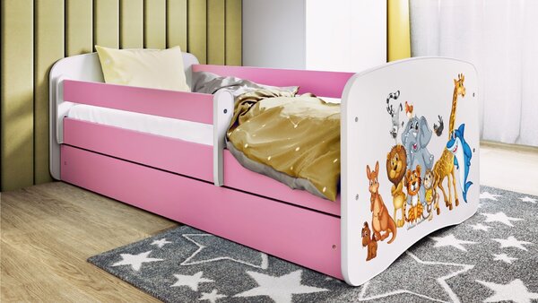Kocot kids Dětská postel Babydreams zvířátka růžová, varianta 70x140, bez šuplíků, bez matrace