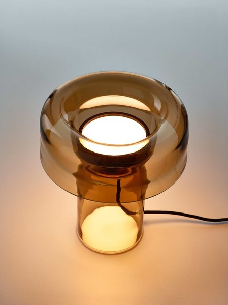 Designová LED stolní lampa Brokis Spectra PC1372 Povrch Montury: Stříbrný elox, Barva skla: Šedá kouřová - transparentní sklo, Tělo stmívače: Stříbrný elox
