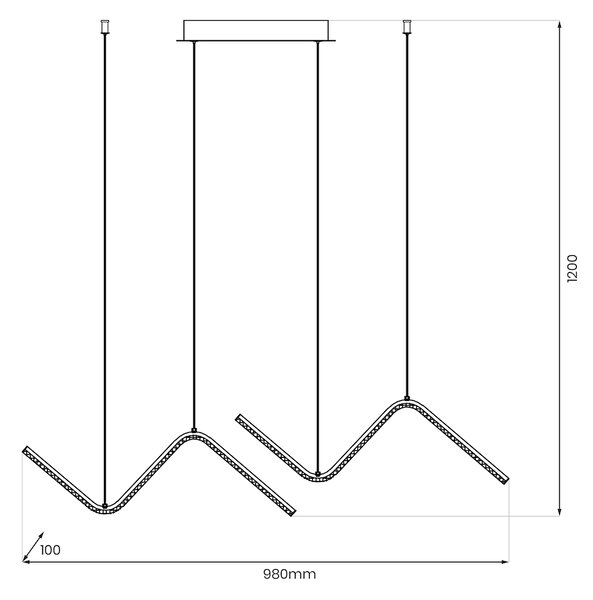Závěsné LED svítidlo Verte, 2x LED 22w, 4000k, g/b